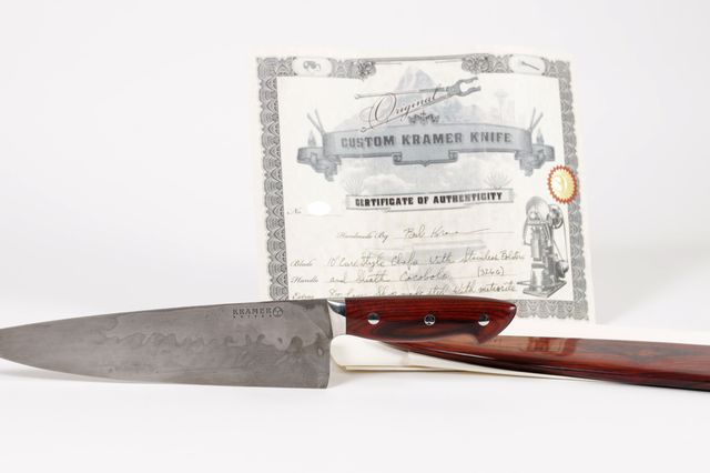 Custom Bob Kramer Steel and Meteorite Chefs Knife, with Certificate to Anthony Bourdain